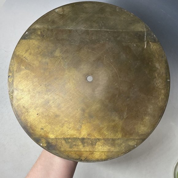 LARGE 10.5" Antique Vintage Enamel Brass Military Time Navy Nautical Clock Face - Picture 2 of 11